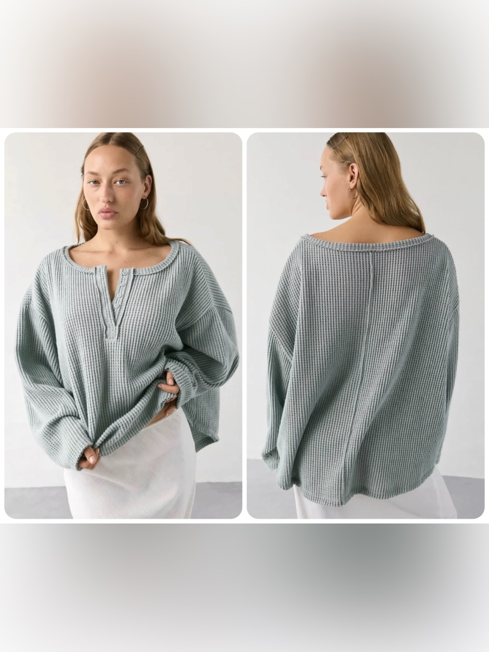 Urban Outfitters Out From Under Living The Dream Waffle Knit Henley Tee